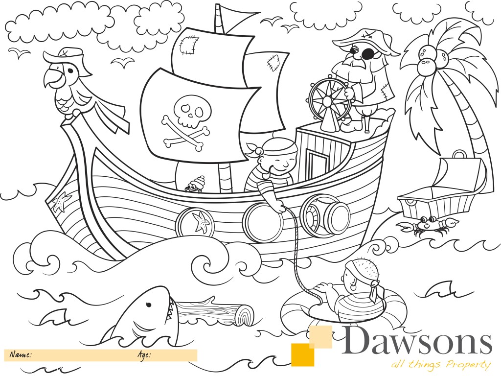 children coloring on the theme of pirates raster