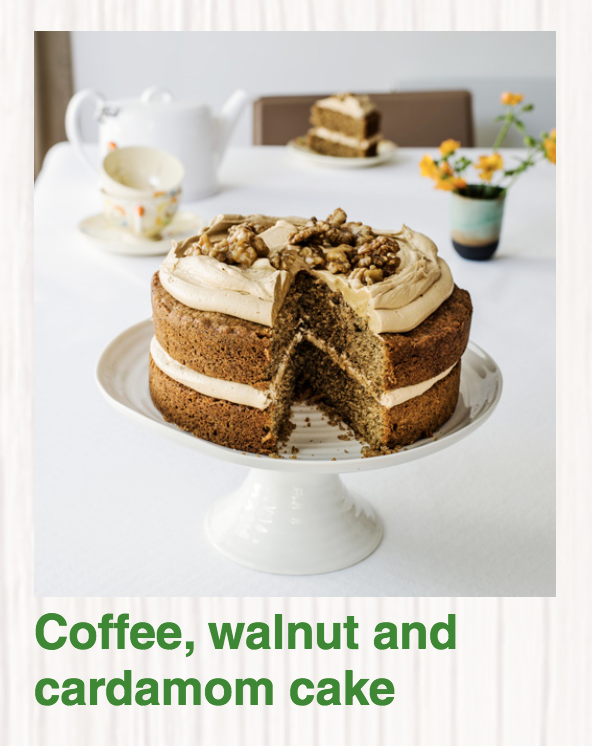 Coffee Walnut and Cardamom Cake