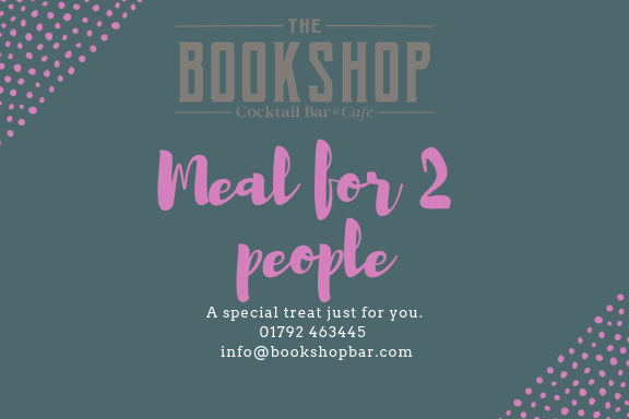 Meal for 2 people at The Bookshop in Uplands Swansea
