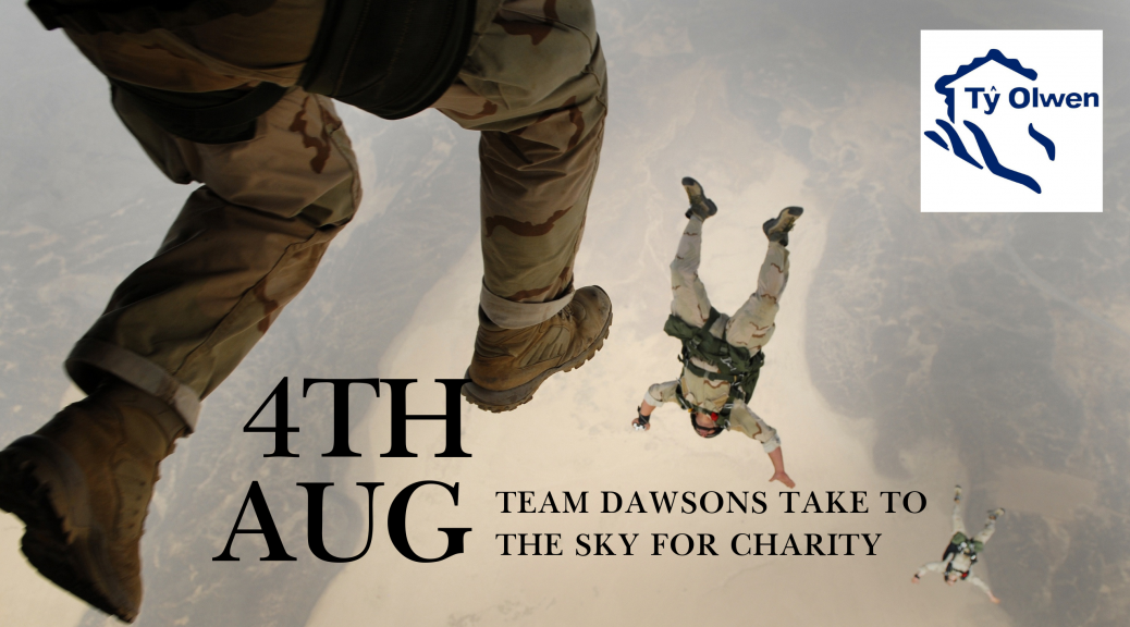 Team Dawsons take on a sky dive for Ty Olwen Trust