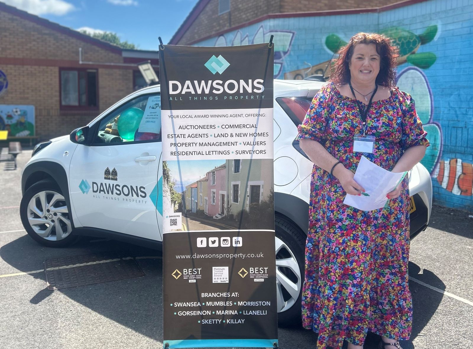 Mel Wilshire from Gorseinon Sales branch at Penyrheol Primary School Fete